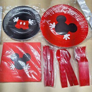 Mouse Ears Birthday Party Supplies Plates Napkins Cutlery Disposable Tableware